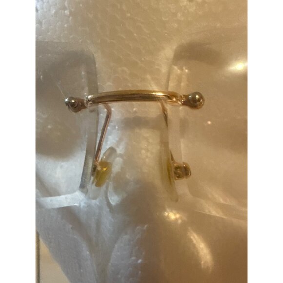 Rimless Oversized Clear Lens Glasses With Gold & Black Arms - Picture 3 of 3